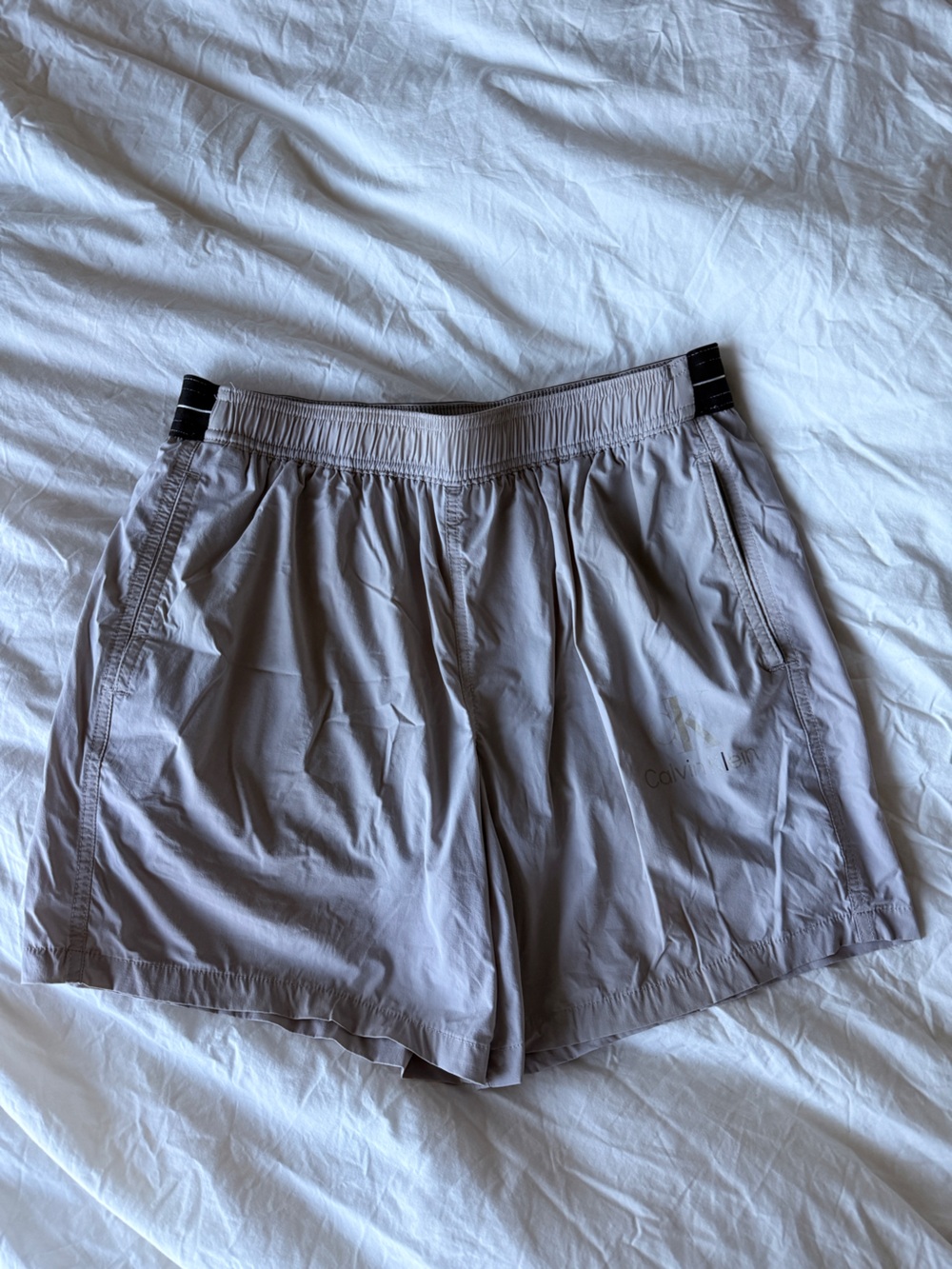 Calvin Klein beige Men's swim Shorts with Elastic Waistband